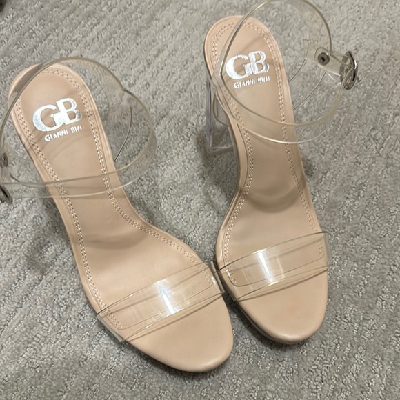 Gianni Bini Cream Tan Heels with Transparent Design - Picture 2 of 3